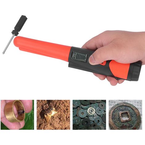 Tragbarer Metalldetektor mit LCD-Bildschirm, Golddetektor mit Taschenlampenfunktion, orange Farbe. (1/5)