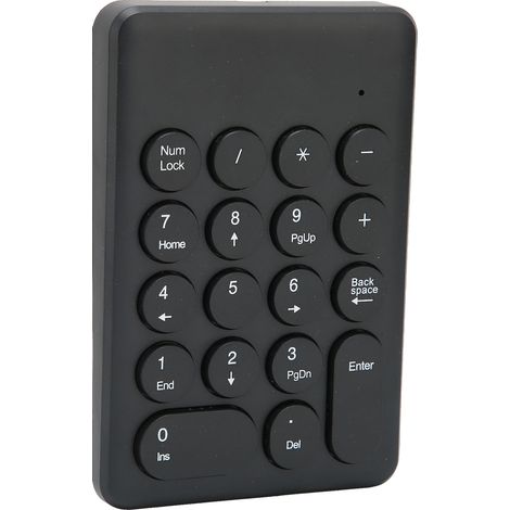 Clavier numérique sans fil compact 18 touches noir, design ergonomique incliné, connexion 2.4GHz stable pour bureau