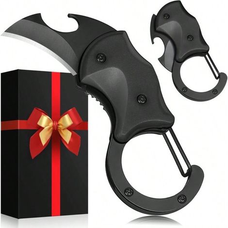 Couteau pliable portable, outil EDC mini, porte-clés avec lanière, équipement de survie extérieur pour camping et randonnée. (1/4)