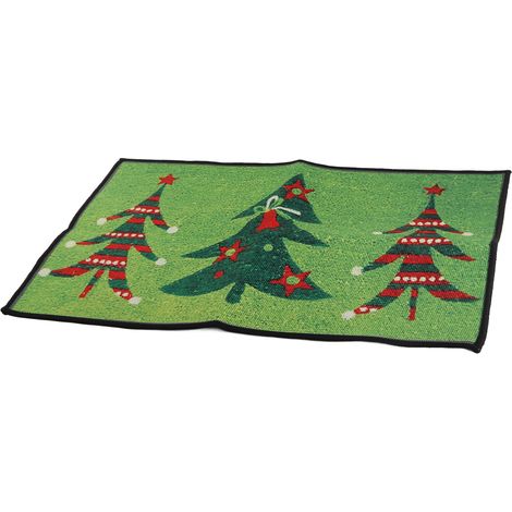 Weihnachtliche Flanell-Fußmatte, rutschfeste Eingangsmatte für Tür und Wohnzimmer, Größe 40 x 60 cm, Fußmatte mit Weihnachtsmotiv (1/5)