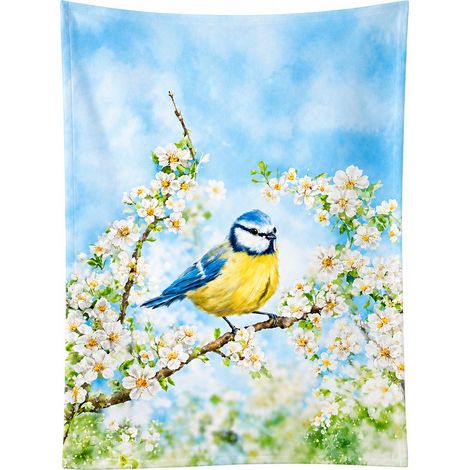 Torchon coton mésange bleue 70 x 50 cm (1/2)