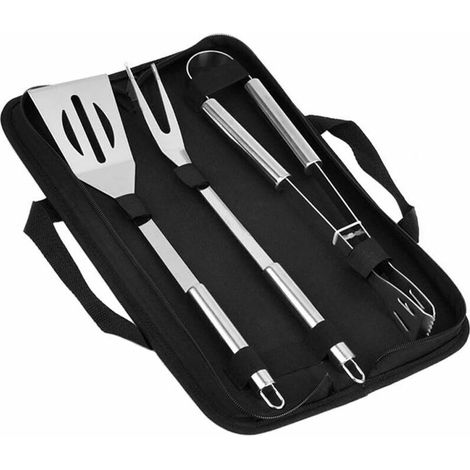 BBQ Tools, 3-Piece BBQ Accessories Grill Kit BBQ Utensils BBQ Tools Meat Fork BBQ Tongs BBQ Spatula (1/5)