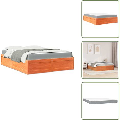 Letto in pino - vidaXL Letto con Materasso Marrone Cera 140x200cm Legno Massello Pino -