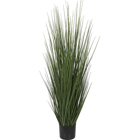 Pianta Artificiale Onion Grass 120 cm Erba Finta Decorativa Realistica in PE con Vaso nero Appesantito in Cemento per Arredo Moderno Casa Ufficio Showroom e Vetrine Negozi Verde Naturale