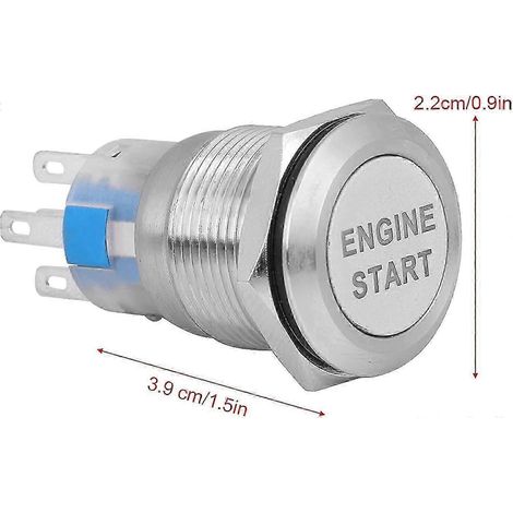 Motorstartknopf, wasserdichter 12-V-Zündstartschalter für Autos, 19 mm (schwarz)