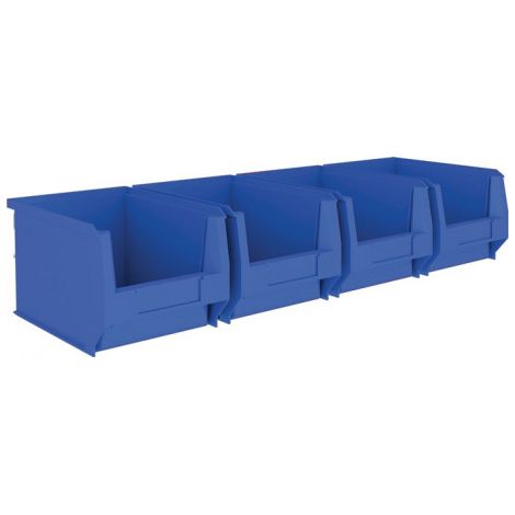 Jeu de boîtes de rangement ouvertes acier galvanisé H140xl602xP250 mm avec boîtes de rangement ouv. 4 x MK4 bleu MAUSER