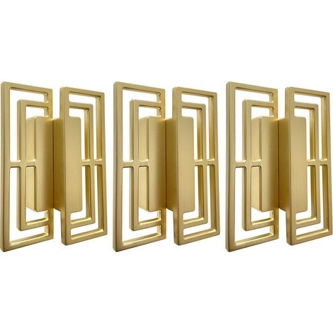 SHINING HOUSE 6 tiradores de cajón de oro cepillado para armario de TV, elegantes tiradores de cobre dorado, moderno patrón chino auspicioso con doble orificio de 32 mm (1/4)