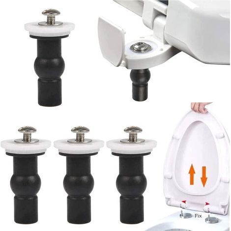 Toilet Seat, Toilet Lid, Fixings, Hinges, 4 Rubber Expansion Bolts, Stainless Steel Toilet Fixing Screws, Replacement Toilet Seat Fixing, Fits All Toilets (14 (1/4)