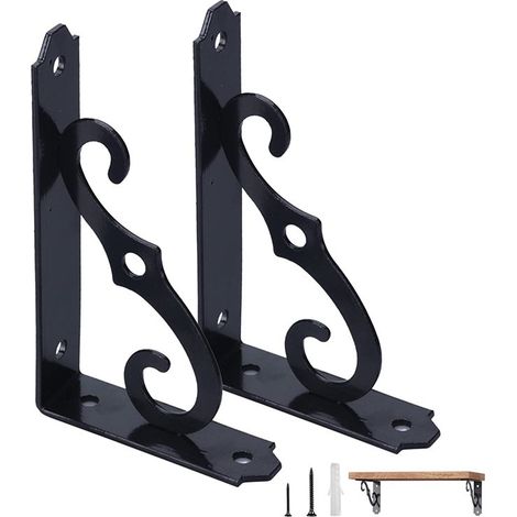 Schwarze, schwebende Regalträger, robuste Ausführung, 13 cm dreieckige Träger für Gerüstbohlen, Wandmontage, 90° L-förmiger Eckträger für Regale.