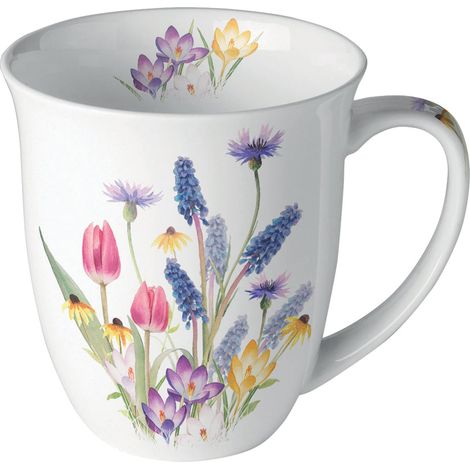 Mug en porcelaine fine bonjour le printemps  0,4 litre