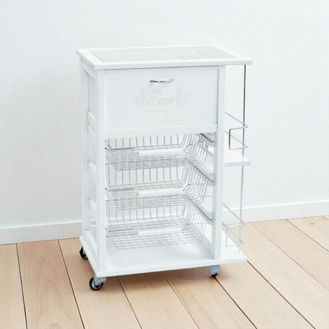 Carrello portafrutta portapane e bottigliera LACCATO BIANCO (1/4)