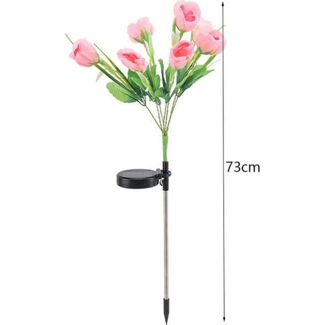 Lampe de jardin solaire violette - 7 têtes de fleurs en forme de larme, éclairage extérieur LED avec piquet et fleur artificielle-AquaForge (1/5)
