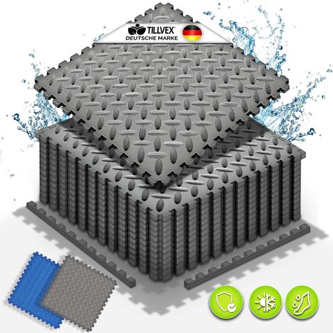 tillvex® Pool Bodenschutzmatte Anthrazit - 12 Stück Unterlegmatte für Pool & Planschbecken Poolmatte Bodenmatte Outdoor Poolunterlage Bodenschutz Matten wärmeisolierend Whirlpool Bodenfolie weich