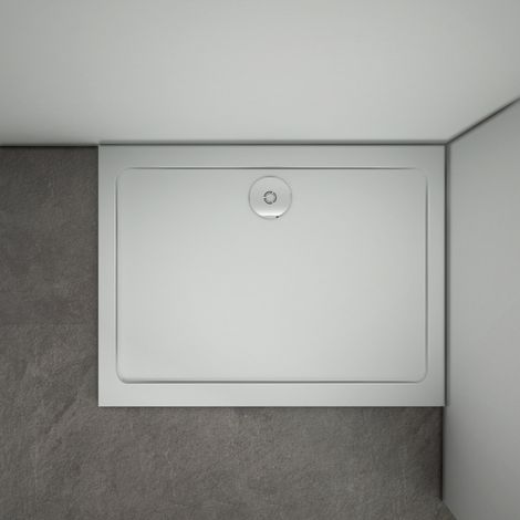 Piatto Doccia In Marmo Minerale e Resina Mista Ultra Sottile Bianco Lucido Antiscivolo Antibatterico 140x70x3cm Rettangolare (1/3)