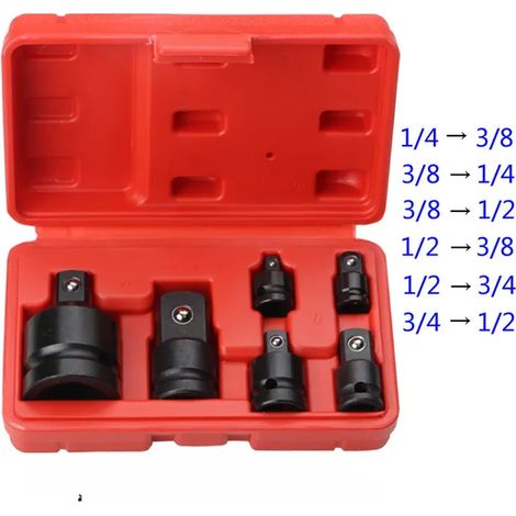 Jeu de 6 pièces clé à douille clé à douille 1 / 4 1 / 2 3 / 8 3 / 4 clé d'entraînement du disjoncteur à cliquet Set de douille pneumatique adaptateur clé ensemble d'outils