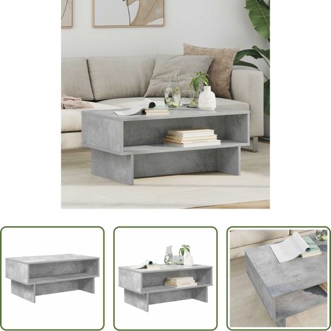 Salon - Table basse Gris béton 80 x 46 x 35 cm Bois d'ingénierie (1/5)