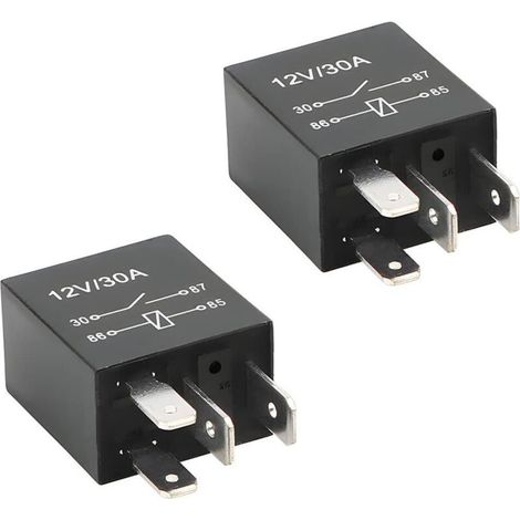 2 Pièces Relais Voiture 12V 4-Pin 30 Ampères, 4 Broches SPDT Multi-Purpose Relay Heavy Duty Relais Standard, Contacteur Relais Commutateur Power, Auto Commutateurs Et Démarreurs (1/5)