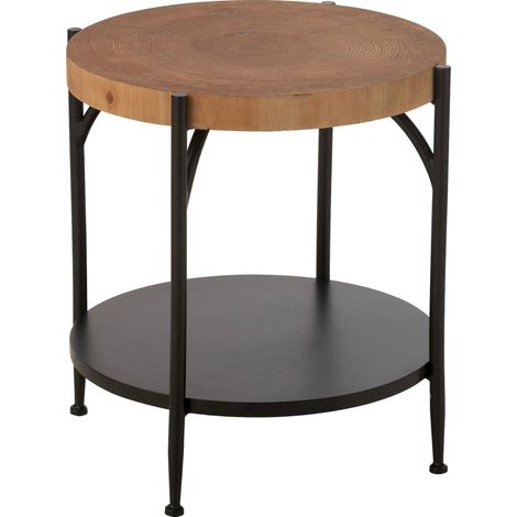Table d'appoint design bois naturel et métal noir élégante - Bois naturel et métal noir (1/5)