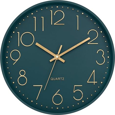 Wall Clock Wall Clock Battery Operated Silent Non-Ticking Analog Wall Clock for School Office Classroom Bedroom Kitchen Living Room Kids Room Green (1/5)