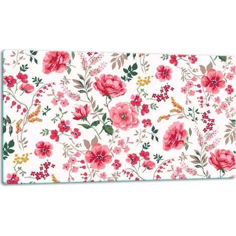Planche à découper en verre 52x30 fleurs