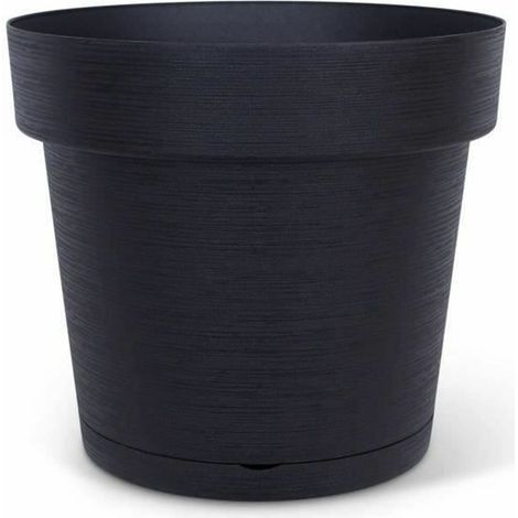 Vaso con riserva d'acqua - GARDEN ID Glamour - Antracite 40 cm - Superficie granulosa - Interno/esterno - Design essenziale. (1/2)
