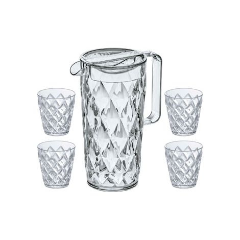 Juego de Jarra de 1.6 L + 4 Vasos Transparentes - Cristal - Koziol