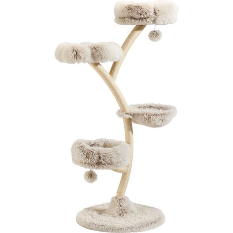 Fudajo Arbre à chat design 59 x 59 x 155 cm, grattoir pour chat avec peluche et sisal, aire de jeu, tour d’escalade avec balle de jeu (1/5)