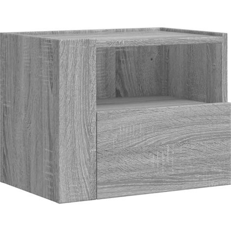 Comodino sospeso con cassetto e vano a giorno 45 x 30 x 35 cm MDF grigio DEC034333
