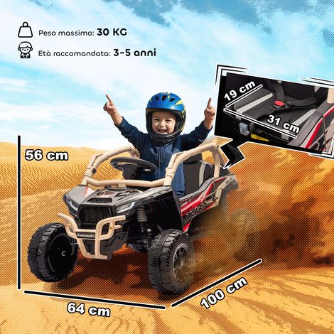 Voiture électrique pour enfants de 3 à 8 ans, 12V, sous licence Kawasaki, double moteur, télécommande, fonction musicale, jaune.