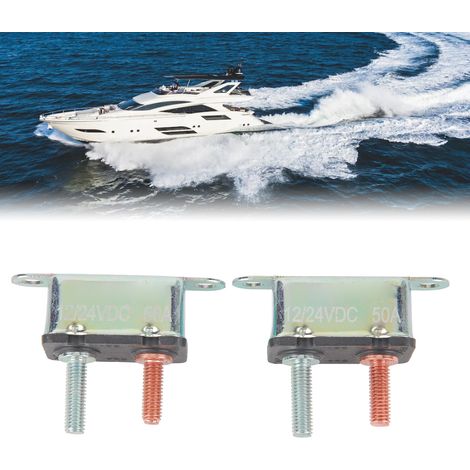 Disjoncteur à réarmement automatique 12 V/24 V, disjoncteur de surintensité à ailettes fixes, disjoncteur universel pour véhicules et bateaux, 50 A (1/5)