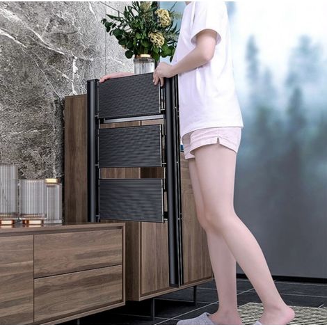 Escabeau pliant 3 marches en aluminium noir OKMYHOME (1/5)