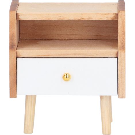 Table de nuit miniature en bois pour maison de poupée 1:12, meuble de chambre d'enfant avec tiroir, accessoire de décoration (1/5)