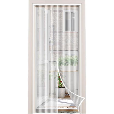 Sekey Moustiquaire Magnétique pour Porte sans Perçage – Rideau Anti-Insectes en Fil de Pêche, Résistant aux Chats Blanc, 95 x 210 cm (1/5)
