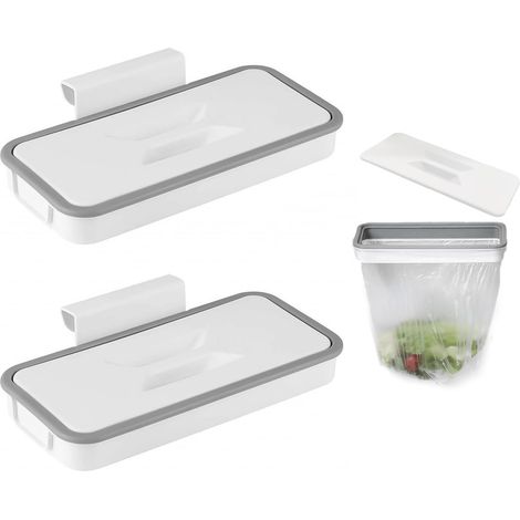 Paquete de 2 soportes para bolsas de basura, accesorios de camping, cubo de basura colgante, cubo de basura plegable, accesorios de cocina, accesorios de camping, cubo de basura portátil con tapa (bla