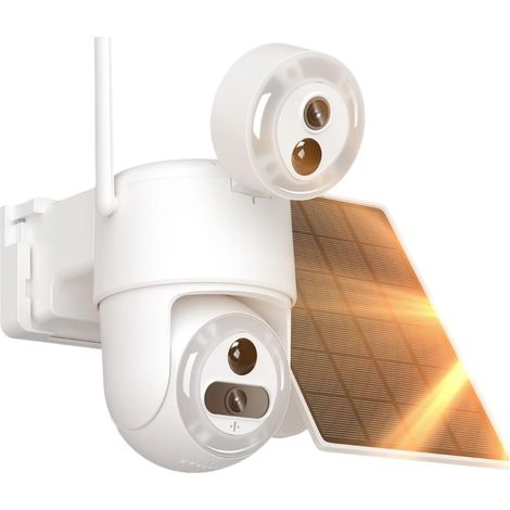 Caméras de sécurité Wi-FI solaires à Double Objectif 8 MP avec Panneaux solaires, Vision Nocturne Couleur, détection de Mouvement PIR, caméra IP extérieure(8MP NO SD Card) (1/5)