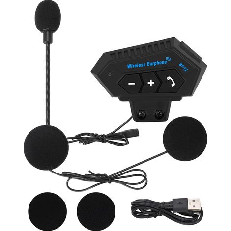 BT12 Intercom Moto Kit Casque Bluetooth de Moto, Casque avec Haut-Parleurs Écouteurs, Soutien des Appels Mains Libres (1/5)
