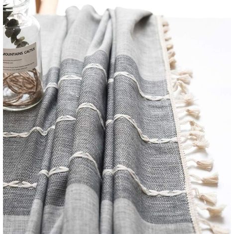 Nappe rectangulaire lin décorative vintage 140x140 cm Coton (1/4)