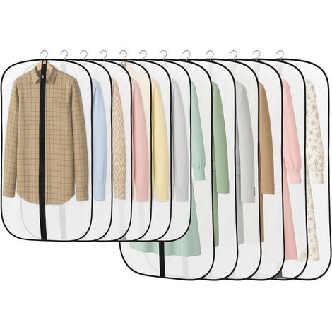 Housse De Rangement Pour Vêtements - Matière PEVA Semi-Transparente Avec Fermeture Éclair - Pour Costumes Chemises Vestes Robes - 12 Pièces - 120x60 Et 100x60 Cm (1/5)