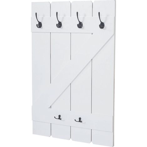 Pannelli decorativi appendiabiti da parete con 6 ganci 91x60 cm bianco 040001011