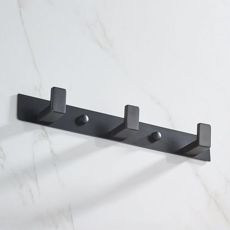 Garderobenständer mit 3 Haken aus Edelstahl SUS 304 – Mattschwarze Oberfläche – Maximale Traglast 5 kg – Wandmontage (1/5)
