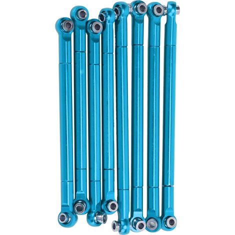 8PCS Métal Tige de Direction Complète de Voiture Levier de Tirage pour Série MN86 Mise à Niveau Voiture RC Bleu (1/5)