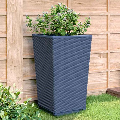 vidaXL Garden Planters 2 pcs Blue Grey 32,5x32,5x57 cm PP