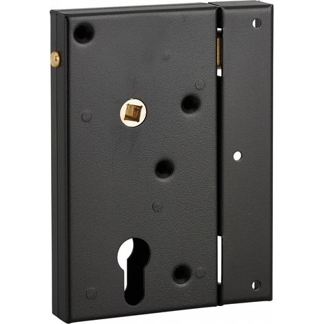 THIRARD - Boitier de serrure en applique double entrée à fouillot pour portail bois, réversible, axe 45mm, 80x150mm, noir - THIRARD (1/2)