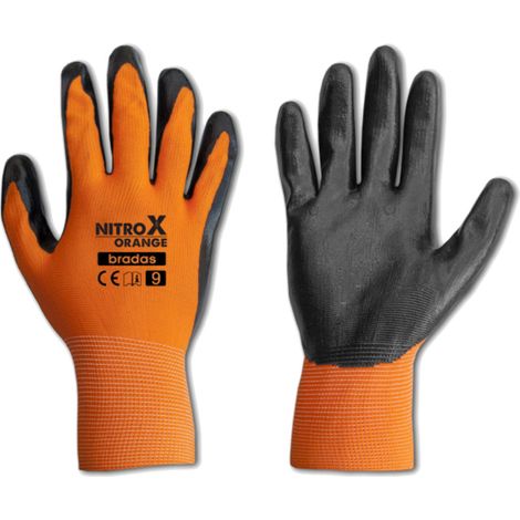 Arbeitshandschuhe Nitril orange Beschichtung versch. Größen 9 (1/3)