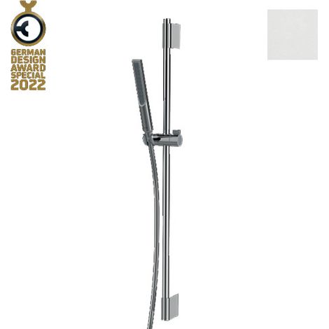 Ensemble barre de douche ronde et douchette blanc mat Apice - Bossini DA5061045