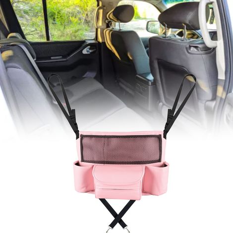 Sacoche de rangement multifonctionnelle en cuir PU résistant à l'usure et élégante pour dossier de siège auto rose (1/5)