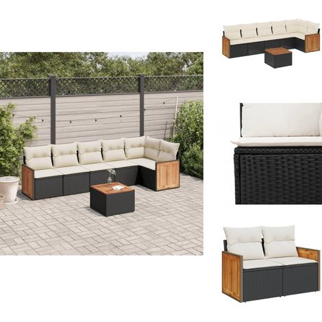 Salon de jardin 7 pcs avec coussins noir résine tressée - Ensemble Salon De Jardin - Meuble Extérieur - Salon De Jardin Pliable - Mobilier De Jardin - Set De Jardin (1/5)