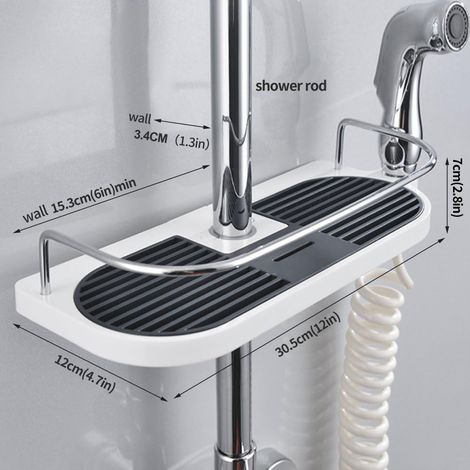 No Drilling Required Shower Shelf for Shower Rail - Bathroom Organizer Holder for Shampoo, Fits 19mm - 25mm Rail (1/5)