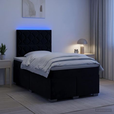 Lit boxspring avec matelas Noir 120 x 190 cm Velours (1/5)