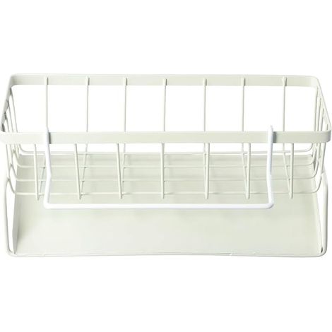 1 Pièces Rangement Cuisine Organisateur avec Porte-Serviettes, Organiseur D'évier de Cuisine, avec Plateau de Vidange Amovible, Support Éponge Évier Organisateur, pour Éponges, Brosser, Torchon, Blanc (1/5)